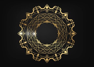 Dekoratif yuvarlak altın çerçeve tasarımı ile lazer için süsleme kesti. Lüks Daire mandala. Bir şablon baskı kartpostallar, davetiyeler, kitaplar, tekstil, gravür, ahşap mobilyalar, sıcak dövme. Vektör