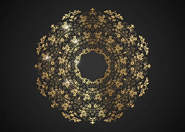 Dekorativer Runder Goldrahmen Zur Gestaltung Mit Lasergeschnittenem Ornament Luxuskreis Mandala — Stockvektor