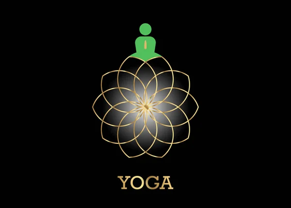 Mensen Yoga Studio Logo Goud Lotusbloem Het Pictogram Van Het — Stockvector