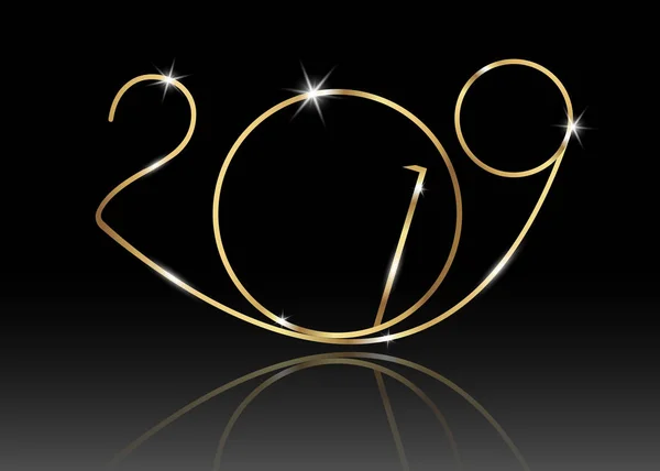 2019 Szczęśliwego Nowego Roku Złota Tekstury Nowoczesne Tło Wektor Białym — Wektor stockowy