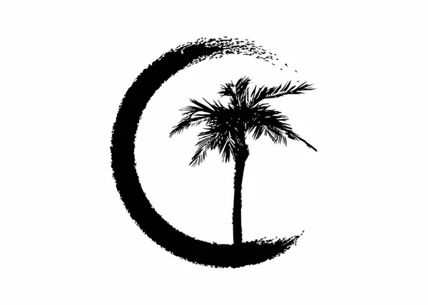 Palm Tree Logo Ikonu Tropical Palm Tree Černá Silueta Obrys — Stockový vektor