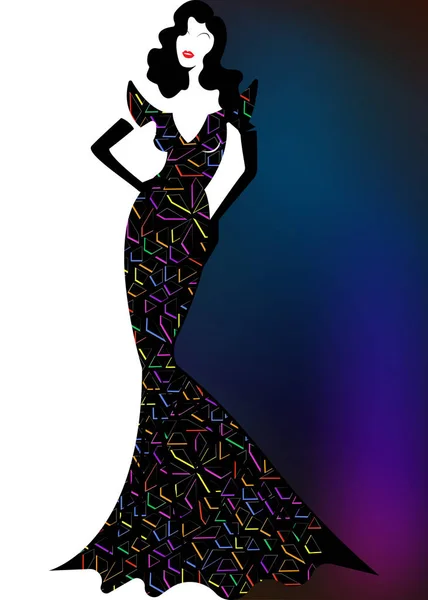 Winkel Logo Mode Vrouw Zwarte Silhouet Diva Bedrijf Merknaam Design — Stockvector