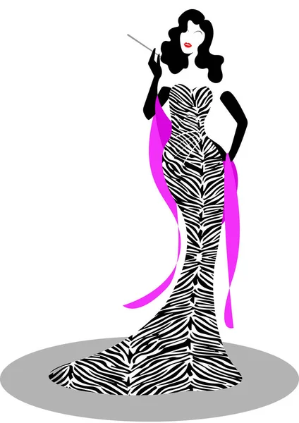 Loja Logotipo Moda Mulher Silhueta Preta Diva Empresa Design Marca — Vetor de Stock