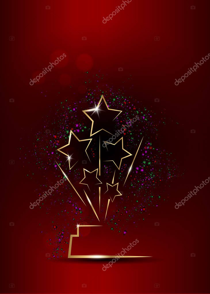 Vector illustration abstract golden stars logo icon. Academy award icon in flat style isolated or red background, gold Silhouette statue icon. Films and cinema symbol stock