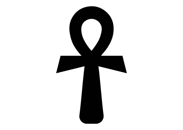 Анх-египетский крест. Векторная иллюстрация. Античный черный анх египетский религиозный символ. Древние египтяне использовали Анк как символ вечной жизни. — стоковый вектор