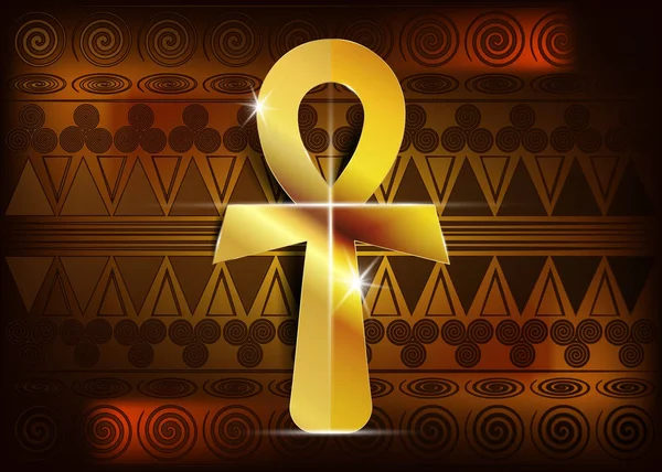 Cruz Egipcia Ankh Oro Ilustración Vectorial Antiguo Ankh Dorado Los — Vector de stock