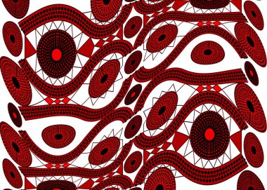 Afrika baskı kumaş, tasarım, etnik ve kabile senin motifleri geometrik öğeleri için etnik el yapımı süs vektör. Koyu kırmızı doku, afro Tekstil Ankara moda stil. Pareo wrap elbise, batik stili 