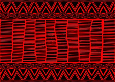 Afrika baskı kumaşı, tasarımın için el yapımı Etnik süs, kabile motifleri geometrik elementler. Vektör dokusu, afro tekstil Ankara moda tarzı. Pareo elbise, Mali 'den halı batiği.