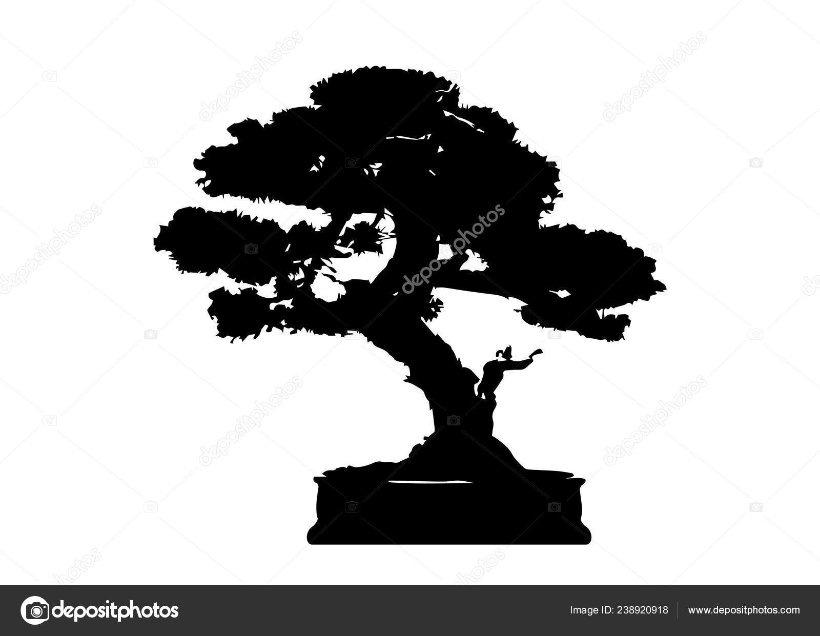 Japanese Bonsai Tree Plant Silhouette Icons White Background Black Silhouette Stock Vector C Robin Ph 238920918