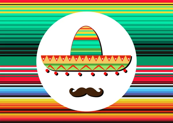 Sombrero Bigode Ícone Modelo Retrato Homem Mexicano Sombrero Blanket Stripes —  Vetores de Stock