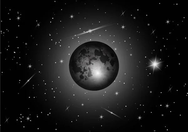Vektor Vollmond Mit Stern Dunklen Nachthimmel Mondfinsternis Ist Ein Astronomisches — Stockvektor