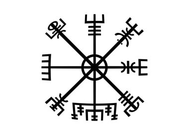 Eski Norsemen sembollerin kod çözme. Vegvisir Viking pusula. Vikingler İskandinav mitolojisinde, Viking toplumda yaygın olarak kullanılan uygun olarak kullanılan birçok simgeler. Logo simge Wiccan ezoterik 