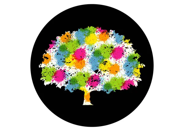 活気のあるツリーのロゴデザインを抽象化します これは ツリーのロゴ その他の Symbolize のために良い ベクトル マルチ カラー スプラッシュ — ストックベクタ