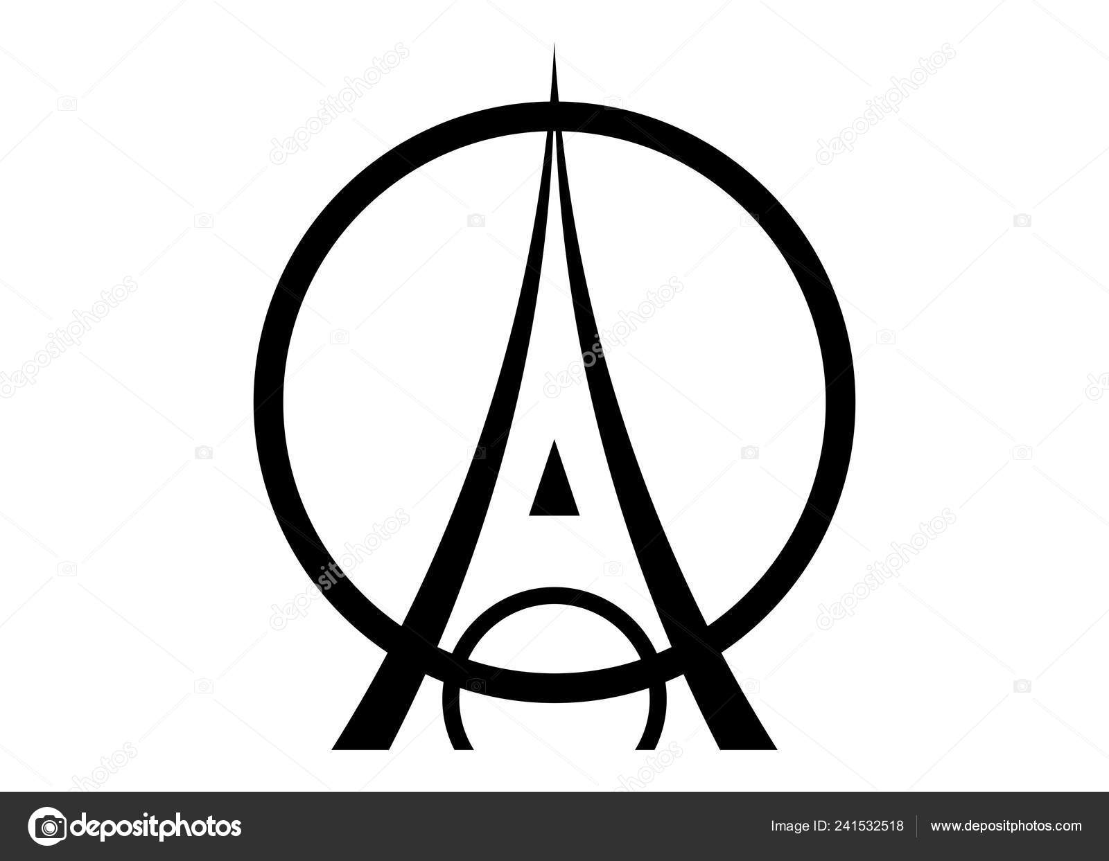 Eiffel Tower Logo Monochrome Design Style Stock Vector