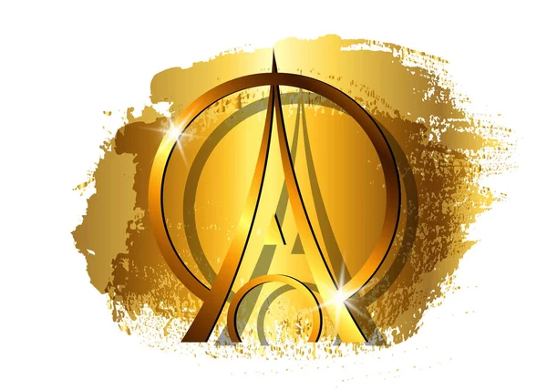 Wieża Eiffla Ikona Logo Minimalistycznym Stylu Złoty Symbol Francuski Paryż — Wektor stockowy