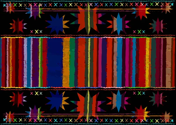 墨西哥民族刺绣 部落艺术民族图案 五颜六色的墨西哥毛毯条纹民间抽象几何重复背景纹理 矢量条纹地毯面料设计多色背景 — 图库矢量图片