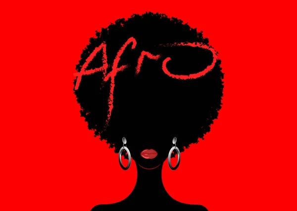 Göndör Afro Haj Portré Afrikai Nők Sötét Bőr Női Arc — Stock Vector