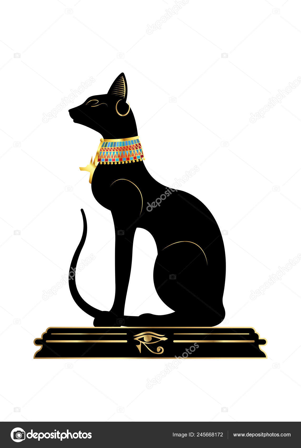 Black Egyptian Statue Bastet Ancient Egypt Goddess Sculpture Profile Stock Vector by ©robin_ph 245668172