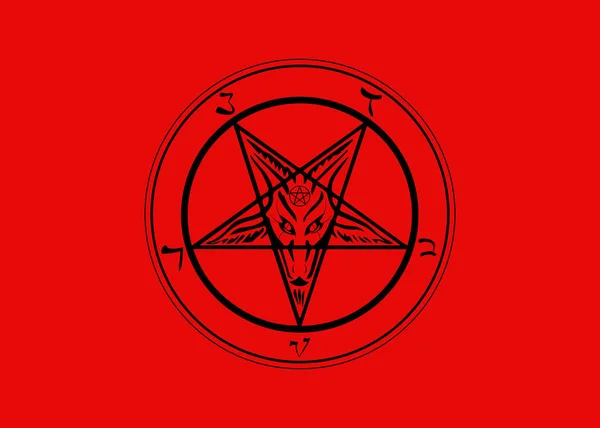 Sigil Baphomet Original Cabra Pentagrama Vector Aislado Fondo Rojo — Vector de stock