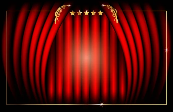 Hollywood Oscar Template Concept Rideau Scène Rouge Illustration Vectorielle Abstraite — Image vectorielle