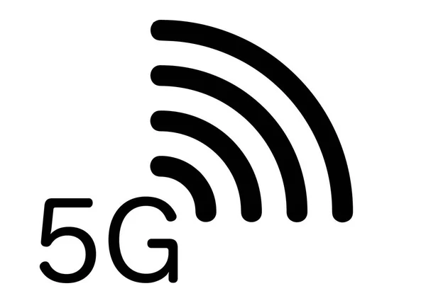5g nieuwe draadloze wifi-internetverbinding - 5 g nieuwe generatie mobiele netwerkpictogram, vector geïsoleerd of witte achtergrond — Stockvector