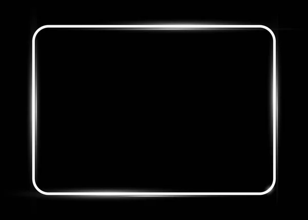Weiße glänzende Vintage-Rahmen mit Schatten isoliert oder schwarz Hintergrund. weiße Neonröhre realistischer Rechteckrand, Vektorillustration — Stockvektor