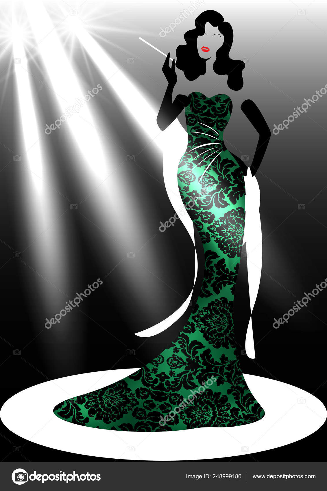 Template Shop Logo Fashion Woman Silhouette Diva And Spotlight