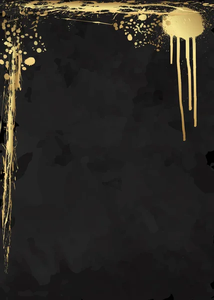 Folheto de luxo elegante, cartão, capa de fundo. Textura aquarela abstrata preta e dourada. quadro splat pintura de ouro e espirrar motivos decorativos geométricos. Cinza escuro Vector grunge ilustração — Vetor de Stock