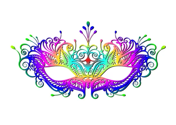 Ícone de máscara de carnaval silhueta multicolorida isolada em fundo branco. máscara de corte a laser com bordado veneziano decoração floral colorido. Desenho de ilustração vetorial — Vetor de Stock