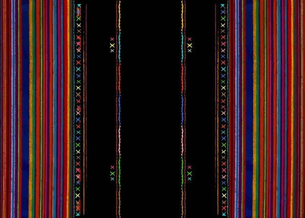Broderie ethnique mexicaine, motif ethnique d'art tribal. Coloré Mexicain Blanket Stripes Folk abstrait géométrique répétant texture de fond, vecteur rayé Tissu design multi couleur arrière-plan — Image vectorielle