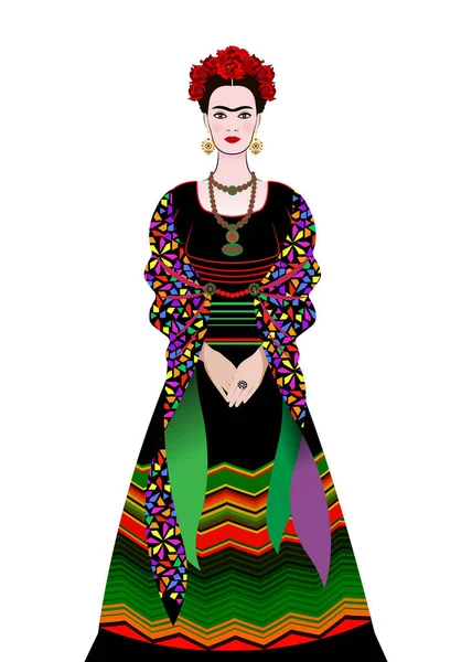 Florencia, Italia - 10 / 10 / 2018: Frida Kahlo vector retrato — Vector de stock