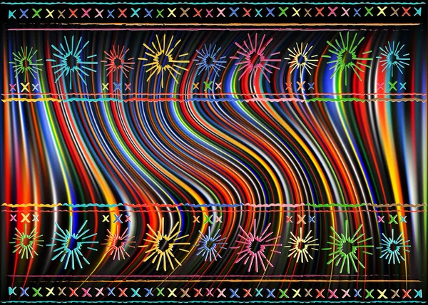 Mexikanska etniska broderi, Tribal konst etniska mönster. Färgglada mexikanska filt Stripes folkmusik abstrakt geometrisk upprepande bakgrundsstruktur, vektor randiga tyg design multi färg bakgrunden — Stock vektor