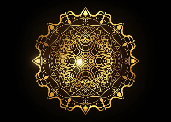 Golden Flower Mandala. Vintage dekorativa element. Orientaliska mönster, vektorillustration. Islam, arabiska, indiska, Marocko, Spanien, turkiska, pakistan, Kinesisk, mystic, ottomanska motiv. Gold lyxig inredning — Stock vektor
