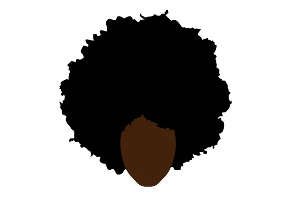 Göndör afro haj, portré afrikai nő, sötét bőr női arc etnikai hagyományos göndör haja afro, rajzfilm stílusú, frizurát koncepció, vektor elszigetelt vagy fehér háttér — Stock Vector