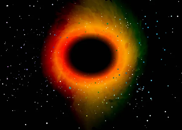 Czarna dziura nad pole gwiazdowe w przestrzeni kosmicznej. Streszczenie tło wszechświat i zatory gazowe. Space galaktyka spiralna. Mgławica wektor, do użytku z projektów w dziedzinie nauki, badań i edukacji. — Wektor stockowy