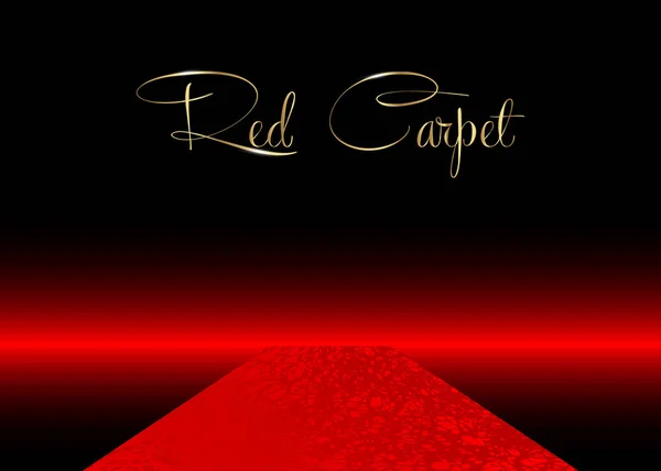 Sfondo vettore tappeto rosso. Hollywood lusso ed elegante evento tappeto rosso, illustrazione prospettiva. Tappeto di colore rosso per celebrità, Successo e stelle prestigio evento concetto vettoriale per vip ingresso — Vettoriale Stock