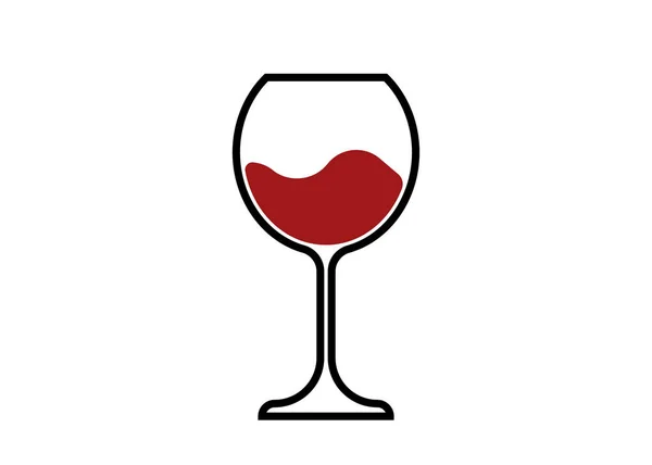 Red Wine Glass Icon, Wineglass logo, Glassware Icon Vector Art Illustration isolated or white background — Stock Vector