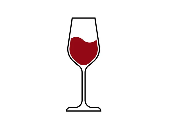 Red Wine Glass Icon, Wineglass logo, Glassware Icon Vector Art Illustration isolated or white background — Stock Vector