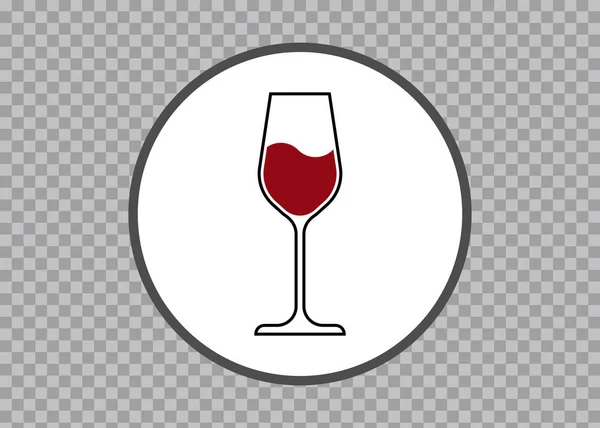 Red Wine Glass Icon, Wineglass logo, Glassware Icon Vector Art Illustration isolated transparent background, round label sticker — Stock Vector
