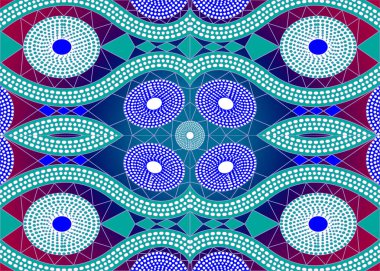 Afrika baskı kumaş, etnik el yapımı süsleme, tasarım, etnik ve kabile motifleri geometrik öğeleri için. Vektör doku, afro Tekstil Ankara moda stil. Pareo wrap elbise, renkli batik halı