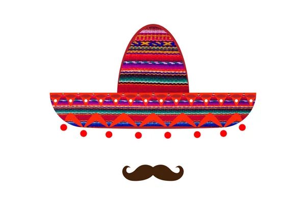 Modèle d'icône Sombrero et moustache, vecteur isolé sur fond blanc — Image vectorielle