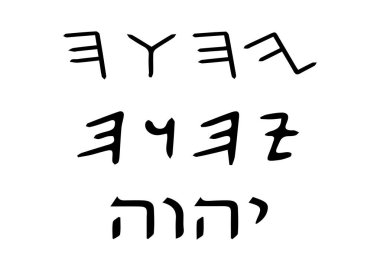 Tetragrammaton : İbranice ve Yhwh Latince alfabede, İsrail Tanrısı'nın dört harfli İncille adıdır. Tevrat'ın kitapları ve İbranice İncil'in geri kalanı bu İbranice ismi içeriyor.