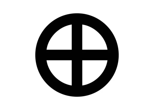 Sluneční kříž, Sluneční kříž nebo křížení kol je solární symbol skládající se z rovnostranného kříže uvnitř kruhu. Design se často vyskytuje ve symbolismu prehistorických kultur. Izolovaný vektor — Stockový vektor