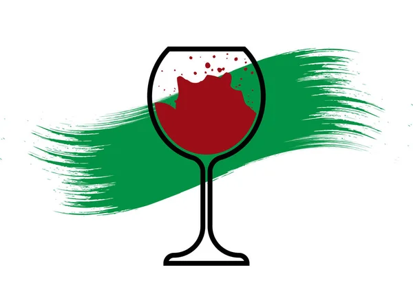 Біологічна концепція вина, Органічна червона винна скляна ікона, біодинамічне вирощування, логотип Винного скла, скляна ікона Векторна ілюстрація ізольований або білий фон — стоковий вектор