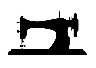 Terzi vektör logosu. Dikiş makinesi logo şablonu. Moda logosu. Beyaz arka planda yalıtılmış dikiş makinesi vektör simgesi 