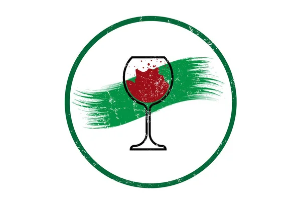 Біологічне вино концепція, Органічне червоне вино Скляна ікона, біодинамічне вирощування, логотип Винного скла, Скляний посуд Вінтажний круглий символ Ікона Векторне мистецтво Ілюстрація ізольовані або білий фон — стоковий вектор