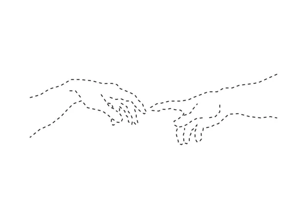点線スタイル、ベクトル分離または白の背景を持つ手のスケッチの会議 — ストックベクタ