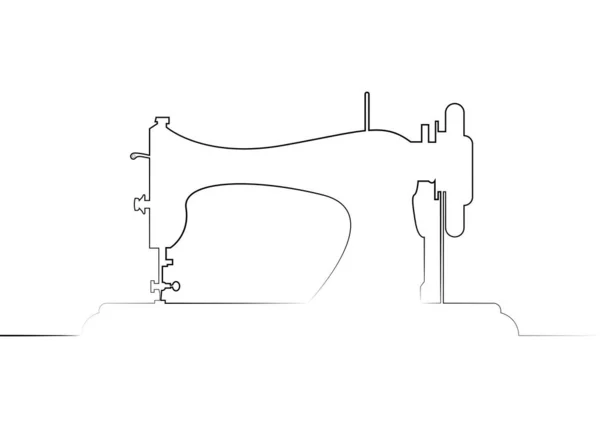 Op maat vector logo. Enkele lijntekening naaimachine logo sjabloon. Mode-logo. Doorlopende lijn naaimachine vector illustratie pictogram geïsoleerd op witte achtergrond — Stockvector