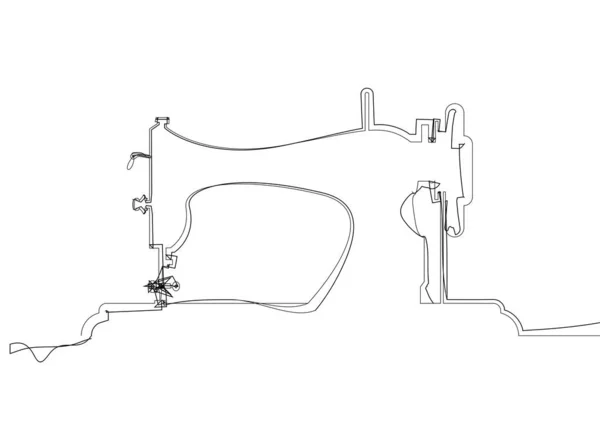 Logo van de vector op maat. Enkele zwarte lijn tekening naaimachine logo template. Modelogo. Continue lijn tekening uit de vrije hand naaimachine silhouet illustratie pictogram geïsoleerd op witte achtergrond — Stockvector