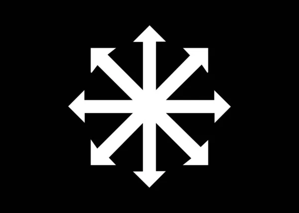 Σύμβολο του χάους απομονώθηκε σε μαύρο φόντο. Ένα σύμβολο που προέρχεται από τον αιώνιο πρωταθλητή, που αργότερα υιοθετήθηκε από αποκρυφιστές και παιχνίδια ρόλων. Ο Άλιστερ Κράουλι και η μαγεία του χάους — Διανυσματικό Αρχείο